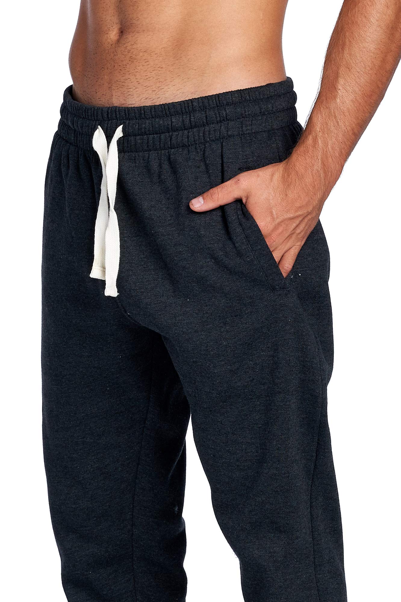 PROGO USA Men's Joggers Sweatpants Basic Fleece Marled Jogger Pant Elastic Waist - Image 5